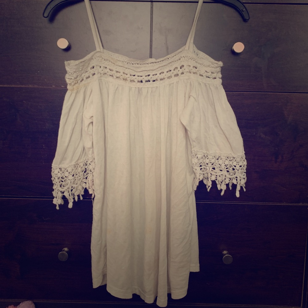 off shoulder shirt .